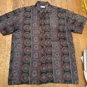Cezar 100% Silk Vintage Button Down Shirt Men’s Fashion Vtg 90’s